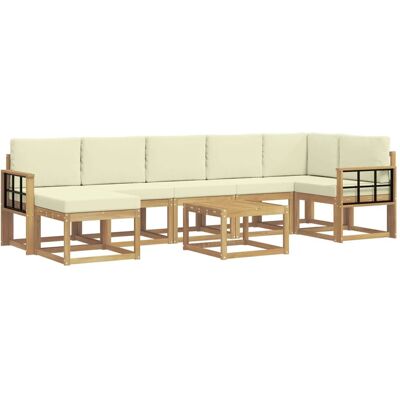 vidaXL Outdoor-Sofagarnitur mit Kissen 8-Tlg Weiß und Creme Polyester 3387989 vidaXL Outdoor-Sofagarnitur mit Kissen 8-Tlg Weiß und Creme Polyester 3387989