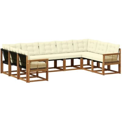 vidaXL Outdoor-Sofagarnitur mit Kissen 9 Stk Natur und Creme 3382210 vidaXL Outdoor-Sofagarnitur mit Kissen 9 Stk Natur und Creme 3382210