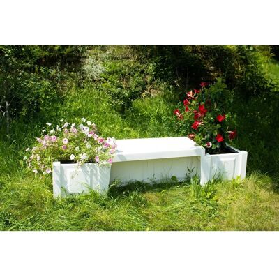 KHW Berlin Gartenbank - 2 Sitze, Weiß, Kunststoff, mit Pflanzkästen KHW Berlin Gartenbank - 2 Sitze, Weiß, Kunststoff, mit Pflanzkästen