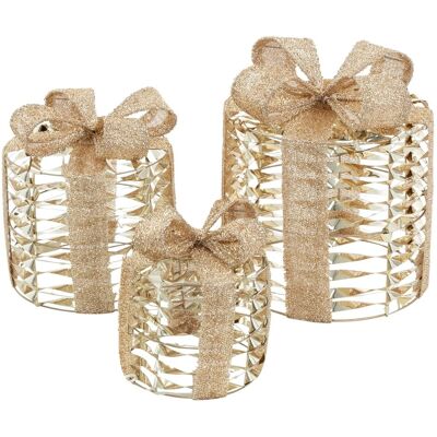 Goldene LED-Geschenklampe-Set - 15x20x25cm Goldene LED-Geschenklampe-Set - 15x20x25cm