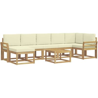 vidaXL Outdoor-Sofagarnitur mit Kissen 8-Tlg Weiß und Creme Polyester 3387979 vidaXL Outdoor-Sofagarnitur mit Kissen 8-Tlg Weiß und Creme Polyester 3387979