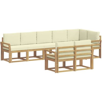 vidaXL Outdoor-Sofagarnitur mit Kissen 8-Tlg Weiß und Creme Polyester 3387804 vidaXL Outdoor-Sofagarnitur mit Kissen 8-Tlg Weiß und Creme Polyester 3387804