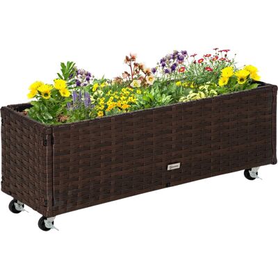Outsunny Hochbeet PE-Rattan Stahl Kaffee-Braun 94,5L x 31B x 36H cm Outsunny Hochbeet PE-Rattan Stahl Kaffee-Braun 94,5L x 31B x 36H cm