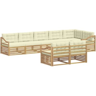 vidaXL Outdoor-Sofagarnitur mit Kissen 8 Stk Weiß und Creme Polyester 3390700 vidaXL Outdoor-Sofagarnitur mit Kissen 8 Stk Weiß und Creme Polyester 3390700
