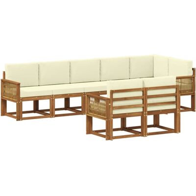 vidaXL Outdoor-Sofagarnitur mit Kissen 8 Stk Natur und Creme Polyester 3385316 vidaXL Outdoor-Sofagarnitur mit Kissen 8 Stk Natur und Creme Polyester 3385316