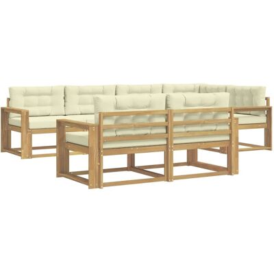 vidaXL Outdoor-Sofagarnitur mit Kissen 6-Tlg Weiß und Creme Polyester 3386589 vidaXL Outdoor-Sofagarnitur mit Kissen 6-Tlg Weiß und Creme Polyester 3386589