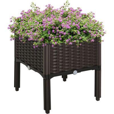 Outsunny Hochbeet Kunststoff Braun 1-teilig 40cm x 40cm x 44cm Outsunny Hochbeet Kunststoff Braun 1-teilig 40cm x 40cm x 44cm