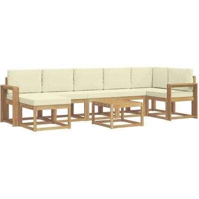 vidaXL Outdoor-Sofagarnitur mit Kissen 8-Tlg Weiß und Creme Polyester 3387984 vidaXL Outdoor-Sofagarnitur mit Kissen 8-Tlg Weiß und Creme Polyester 3387984