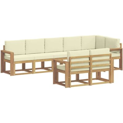 vidaXL Outdoor-Sofagarnitur mit Kissen 8-Tlg Weiß und Creme Polyester 3387809 vidaXL Outdoor-Sofagarnitur mit Kissen 8-Tlg Weiß und Creme Polyester 3387809