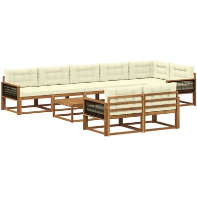 vidaXL Outdoor-Sofagarnitur mit Kissen 9 Stk Natur und Creme 3382683 vidaXL Outdoor-Sofagarnitur mit Kissen 9 Stk Natur und Creme 3382683