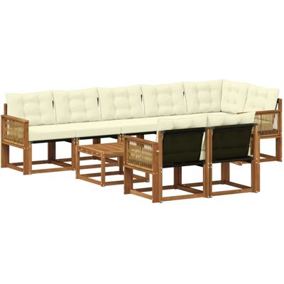 vidaXL Outdoor-Sofagarnitur mit Kissen 9 Stk Natur und Creme 3382050 vidaXL Outdoor-Sofagarnitur mit Kissen 9 Stk Natur und Creme 3382050