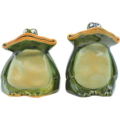 Dekohelden24 2er Set Deko Frösche Breitmaulfrösche Frösche für Garten aus Keramik in Dunkelgrün Größe L B H ca. 9 x 9 x 12 cm Dekohelden24 2er Set Deko Frösche Breitmaulfrösche Frösche für Garten aus Keramik in Dunkelgrün Größe L B H ca. 9 x 9 x 12 cm