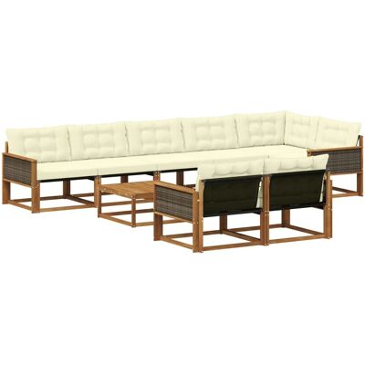 vidaXL Outdoor-Sofagarnitur mit Kissen 9 Stk Natur und Creme 3381514 vidaXL Outdoor-Sofagarnitur mit Kissen 9 Stk Natur und Creme 3381514