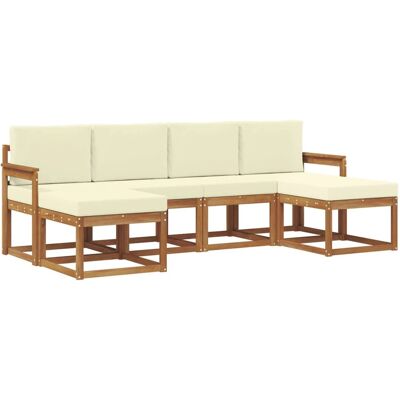 vidaXL Outdoor-Sofagarnitur 6-Tlg Natur und Creme Holzwerkstoff 3366768 vidaXL Outdoor-Sofagarnitur 6-Tlg Natur und Creme Holzwerkstoff 3366768