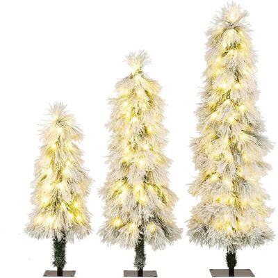 Costway Weihnachtsbaum 3er Set mit Beleuchtung und Schnee Weiß Costway Weihnachtsbaum 3er Set mit Beleuchtung und Schnee Weiß