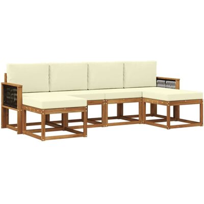 vidaXL Outdoor-Sofagarnitur mit Kissen 6 Stk Natur und Creme Polyester 3385431 vidaXL Outdoor-Sofagarnitur mit Kissen 6 Stk Natur und Creme Polyester 3385431