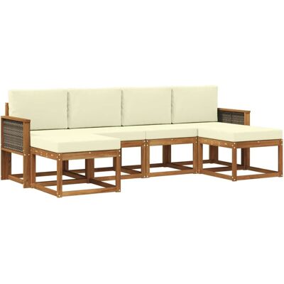 vidaXL Outdoor-Sofagarnitur mit Kissen 6 Stk Natur und Creme Polyester 3385426 vidaXL Outdoor-Sofagarnitur mit Kissen 6 Stk Natur und Creme Polyester 3385426