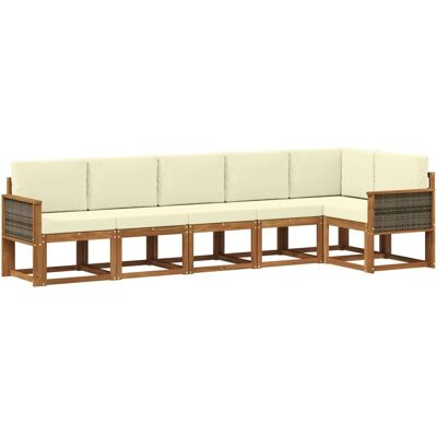 vidaXL Outdoor-Sofagarnitur mit Kissen 6 Stk Natur und Creme Polyester 3385246 vidaXL Outdoor-Sofagarnitur mit Kissen 6 Stk Natur und Creme Polyester 3385246