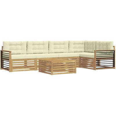 vidaXL Outdoor-Sofagarnitur mit Kissen 6-Tlg Weiß und Creme Polyester 3390535 vidaXL Outdoor-Sofagarnitur mit Kissen 6-Tlg Weiß und Creme Polyester 3390535