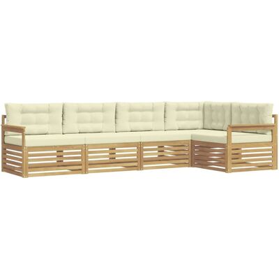 vidaXL Outdoor-Sofagarnitur mit Kissen 6-Tlg Weiß und Creme Polyester 3390470 vidaXL Outdoor-Sofagarnitur mit Kissen 6-Tlg Weiß und Creme Polyester 3390470