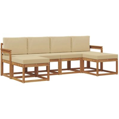 vidaXL Outdoor-Sofagarnitur 6 Stk Natur und Beige Holzwerkstoff 3366771 vidaXL Outdoor-Sofagarnitur 6 Stk Natur und Beige Holzwerkstoff 3366771