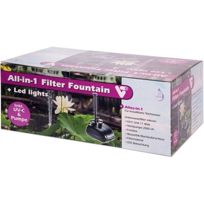 Velda All-in-one Filter Fountain mit Pumpe 2000,/h, UV Lampe 11 Watt, 3 LED Spots Velda All-in-one Filter Fountain mit Pumpe 2000,/h, UV Lampe 11 Watt, 3 LED Spots