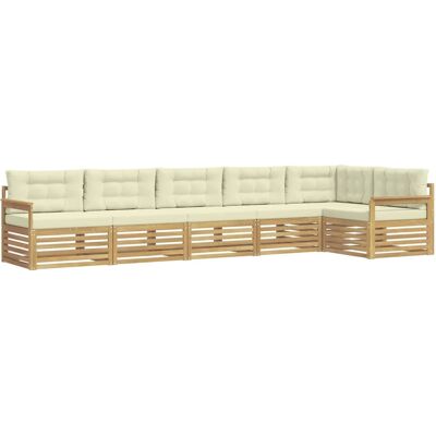 vidaXL Outdoor-Sofagarnitur mit Kissen 6-Tlg Weiß und Creme Polyester 3390550 vidaXL Outdoor-Sofagarnitur mit Kissen 6-Tlg Weiß und Creme Polyester 3390550