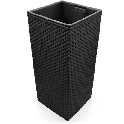 BigDean Blumentopf in Rattan Optik Pflanzkübel mit Einsatz 26 x 26 x 50 cm Anthrazit Wetterfest UV Beständig aus Robustem Kunststoff BigDean Blumentopf in Rattan Optik Pflanzkübel mit Einsatz 26 x 26 x 50 cm Anthrazit Wetterfest UV Beständig aus Robustem Kunststoff