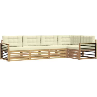 vidaXL Outdoor-Sofagarnitur mit Kissen 6-Tlg Weiß und Creme Polyester 3390495 vidaXL Outdoor-Sofagarnitur mit Kissen 6-Tlg Weiß und Creme Polyester 3390495