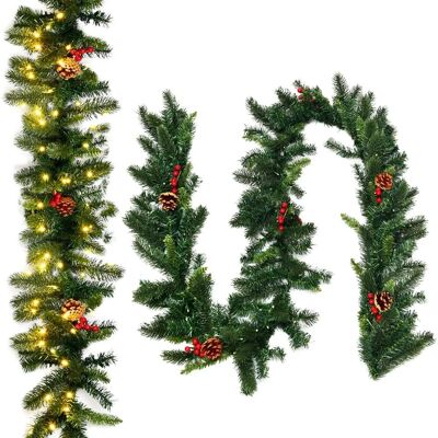Costway Weihnachtsgirlande mit 100 Leds Warmweiß 270cm & Roten Beeren Costway Weihnachtsgirlande mit 100 Leds Warmweiß 270cm & Roten Beeren