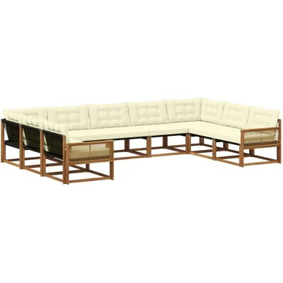 vidaXL Outdoor-Sofagarnitur mit Kissen 9 Stk Natur und Creme 3381682 vidaXL Outdoor-Sofagarnitur mit Kissen 9 Stk Natur und Creme 3381682