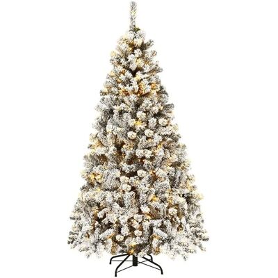 Costway 180 cm Schneebedeckter Weihnachtsbaum mit LED - Lichtern - Weihnachtsbaum Costway 180 cm Schneebedeckter Weihnachtsbaum mit LED - Lichtern - Weihnachtsbaum