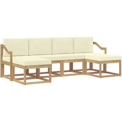 vidaXL Outdoor-Sofagarnitur mit Kissen 6-Tlg Weiß und Creme Polyester 3388029 vidaXL Outdoor-Sofagarnitur mit Kissen 6-Tlg Weiß und Creme Polyester 3388029