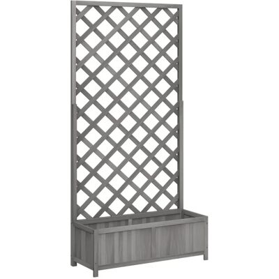 vidaXL Pflanzkübel mit Spalier Grau Massivholz Tanne 365480 vidaXL Pflanzkübel mit Spalier Grau Massivholz Tanne 365480