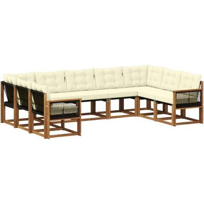 vidaXL Outdoor-Sofagarnitur mit Kissen 9 Stk Natur und Creme 3382206 vidaXL Outdoor-Sofagarnitur mit Kissen 9 Stk Natur und Creme 3382206