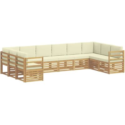 vidaXL Outdoor-Sofagarnitur mit Kissen 10-Tlg Weiß und Creme Polyester 3392565 vidaXL Outdoor-Sofagarnitur mit Kissen 10-Tlg Weiß und Creme Polyester 3392565