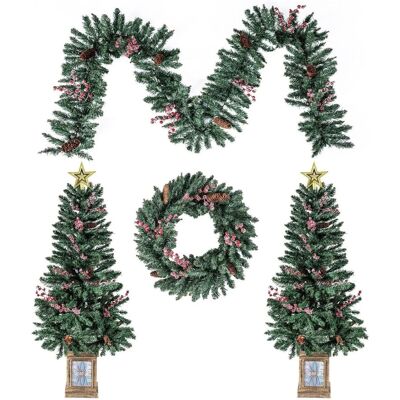 Costway Topf 2er Set 120 cm Mini Tannenbaum mit Weihnachtsgirlande Costway Topf 2er Set 120 cm Mini Tannenbaum mit Weihnachtsgirlande