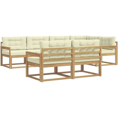vidaXL Outdoor-Sofagarnitur mit Kissen 6-Tlg Weiß und Creme Polyester 3386574 vidaXL Outdoor-Sofagarnitur mit Kissen 6-Tlg Weiß und Creme Polyester 3386574