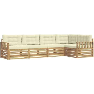 vidaXL Outdoor-Sofagarnitur mit Kissen 6-Tlg Weiß und Creme Polyester 3390475 vidaXL Outdoor-Sofagarnitur mit Kissen 6-Tlg Weiß und Creme Polyester 3390475