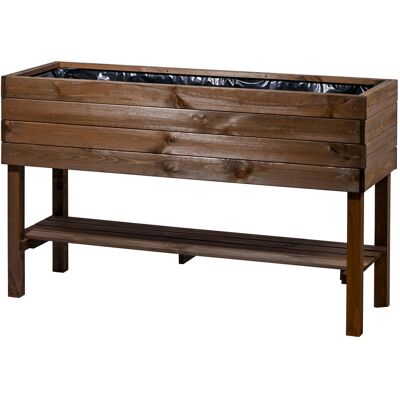 Dobar Hochbeet mit Ablage und Pflanzfolie 117 cm x 40 cm Dunkelbraun FSC® Dobar Hochbeet mit Ablage und Pflanzfolie 117 cm x 40 cm Dunkelbraun FSC®