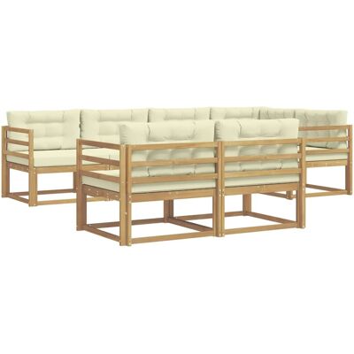 vidaXL Outdoor-Sofagarnitur mit Kissen 6-Tlg Weiß und Creme Polyester 3386569 vidaXL Outdoor-Sofagarnitur mit Kissen 6-Tlg Weiß und Creme Polyester 3386569