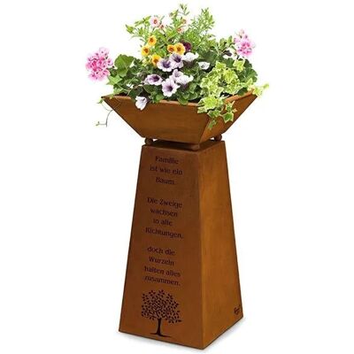 Rostikal Lebensbaum Säule mit Familien Spruch 57 cm Cortenstahl Pflanzsäule mit Schale Wetterfest Rostikal Lebensbaum Säule mit Familien Spruch 57 cm Cortenstahl Pflanzsäule mit Schale Wetterfest