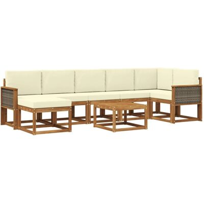vidaXL Outdoor-Sofagarnitur mit Kissen 8 Stk Natur und Creme Polyester 3385406 vidaXL Outdoor-Sofagarnitur mit Kissen 8 Stk Natur und Creme Polyester 3385406