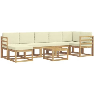vidaXL Outdoor-Sofagarnitur mit Kissen 8-Tlg Weiß und Creme Polyester 3387964 vidaXL Outdoor-Sofagarnitur mit Kissen 8-Tlg Weiß und Creme Polyester 3387964