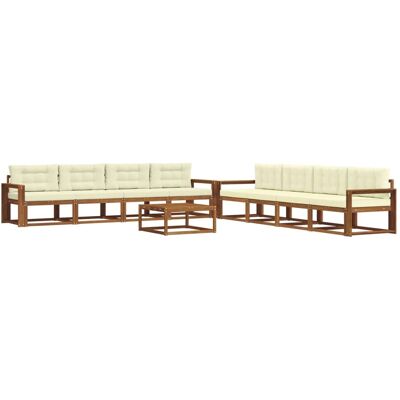 vidaXL Outdoor-Sofagarnitur mit Kissen 9 Stk Natur und Creme 3367373 vidaXL Outdoor-Sofagarnitur mit Kissen 9 Stk Natur und Creme 3367373