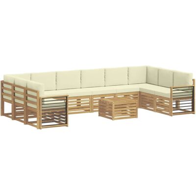 vidaXL Outdoor-Sofagarnitur mit Kissen 11 Stk Weiß und Creme Polyester 3392635 vidaXL Outdoor-Sofagarnitur mit Kissen 11 Stk Weiß und Creme Polyester 3392635