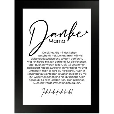 WANDStyle Gerahmtes Poster Danke Mama 13 x 18 cm Geschenkidee für Eine Person WANDStyle Gerahmtes Poster Danke Mama 13 x 18 cm Geschenkidee für Eine Person