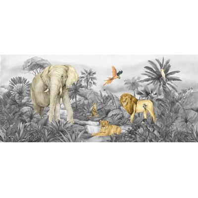Sanders & Sanders Poster Dschungeltiere Grau 0,75 x 1,7 m 601265 Sanders & Sanders Poster Dschungeltiere Grau 0,75 x 1,7 m 601265