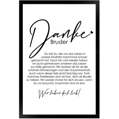 WANDStyle Gerahmtes Poster Danke Bruder 30 x 45 cm Geschenkidee für Mehrere Personen WANDStyle Gerahmtes Poster Danke Bruder 30 x 45 cm Geschenkidee für Mehrere Personen