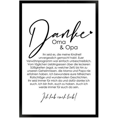 WANDStyle Gerahmtes Poster Danke Oma und Opa 40 x 60 cm Geschenkidee für Eine Person WANDStyle Gerahmtes Poster Danke Oma und Opa 40 x 60 cm Geschenkidee für Eine Person